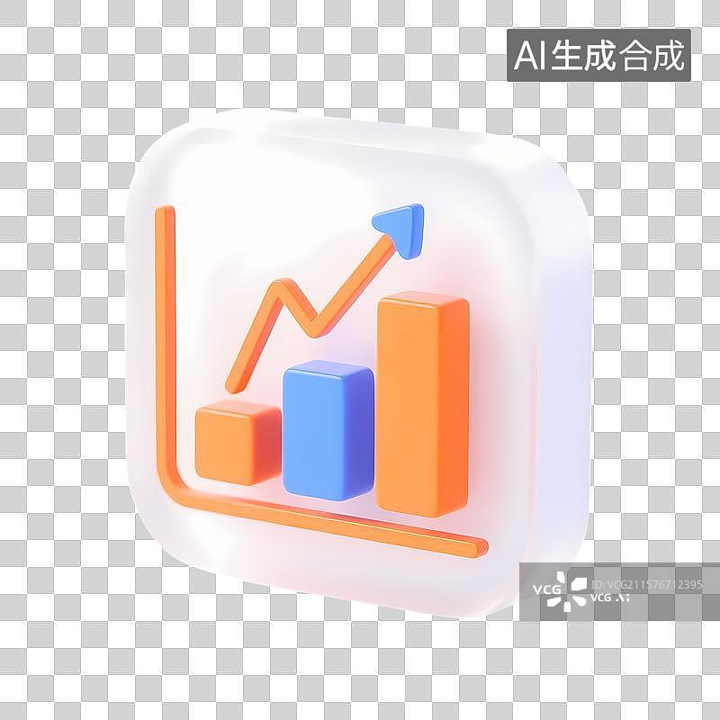 【AI数字艺术】增长图表的3D图标设计图片素材