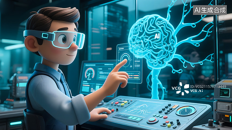 【AI数字艺术】AI时代的未来工程师智能科技的探索者图片素材