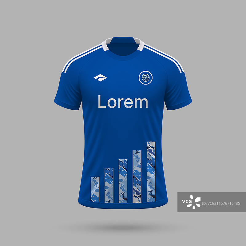 3D 真实感足球球衣，科莫风格足球图片素材