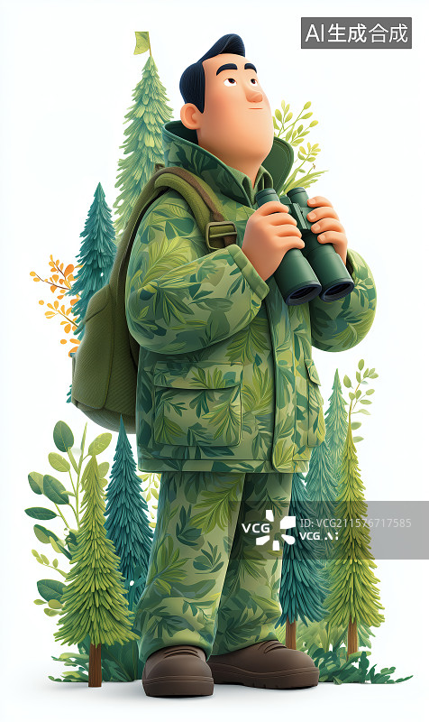 【AI数字艺术】森林护林员图片素材