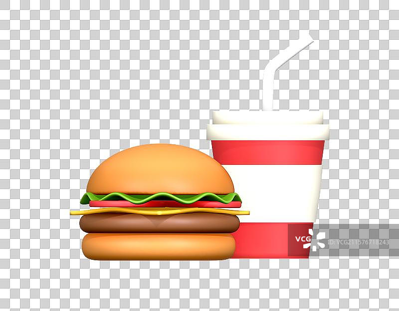 汉堡饮料套餐组合插画元素图片素材