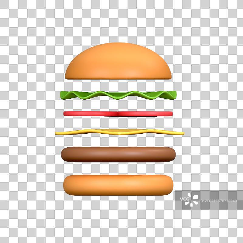 展开的汉堡插画元素图片素材