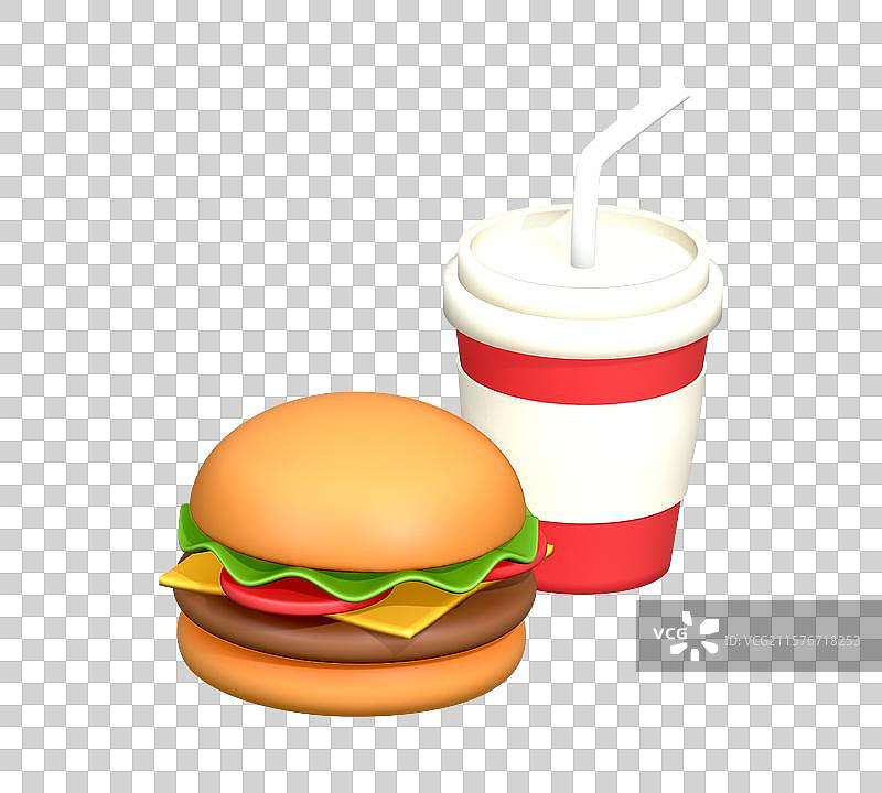 汉堡饮料套餐组合插画元素图片素材