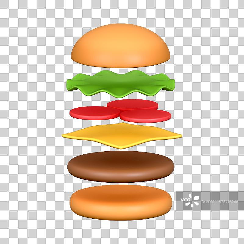 展开的汉堡插画元素图片素材