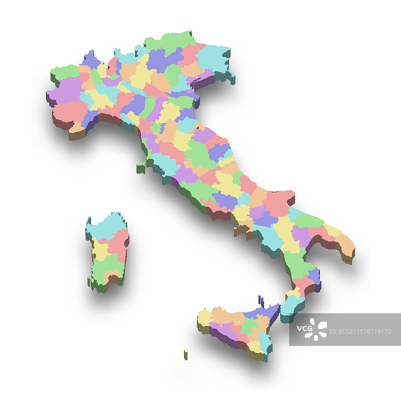 意大利的三维等距彩色地图图片素材