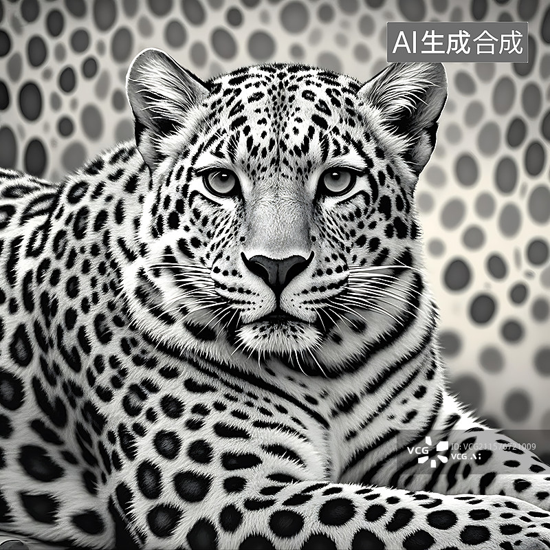 【AI数字艺术】豹动物主题黑白斑点装饰画图片素材