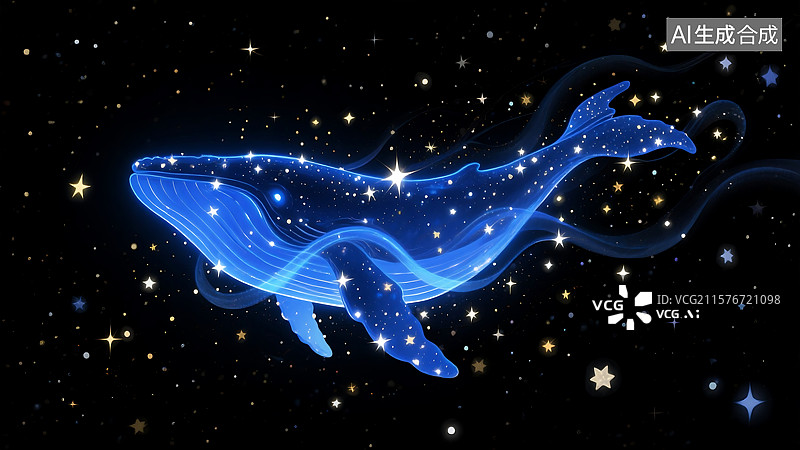 【AI数字艺术】星空鲸鱼的梦幻之旅图片素材
