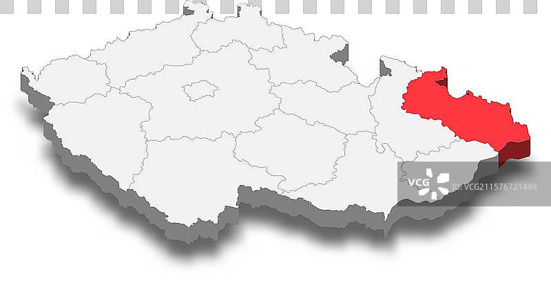 捷克的摩拉维亚-西里西亚地区位置图片素材