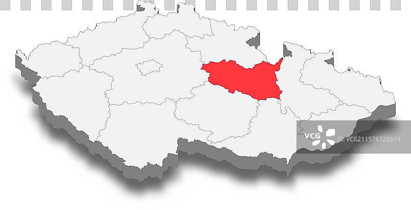 捷克共和国帕尔杜比采地区的位置图片素材