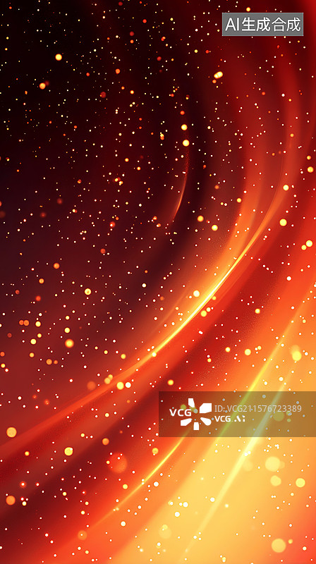 【AI数字艺术】闪亮金色粒子线条党建周年庆竖版红色背景图片素材