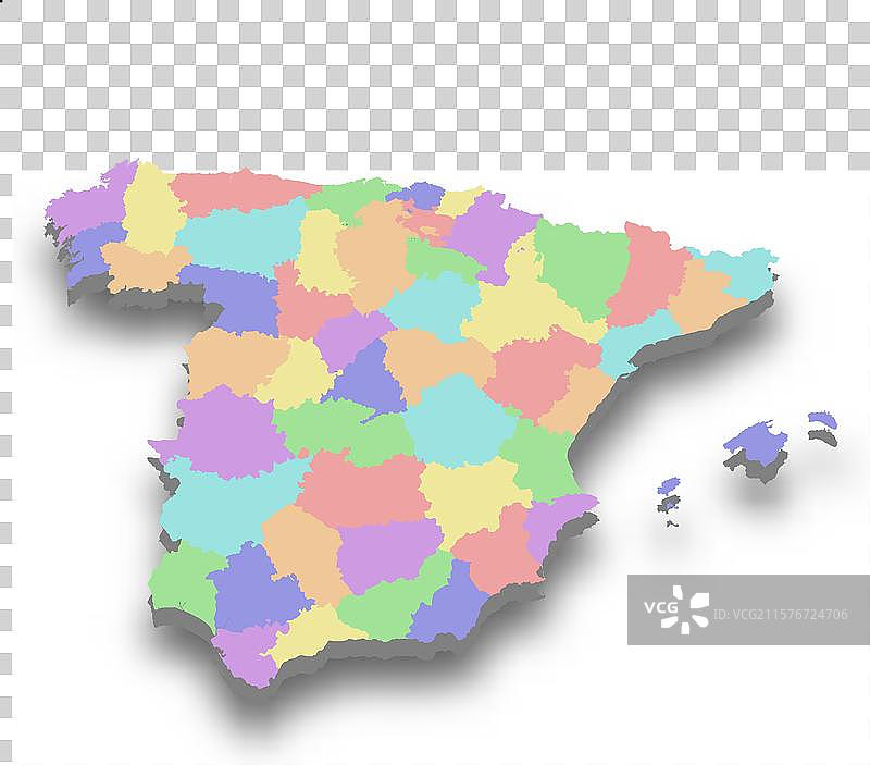 西班牙的三维等距彩色地图图片素材