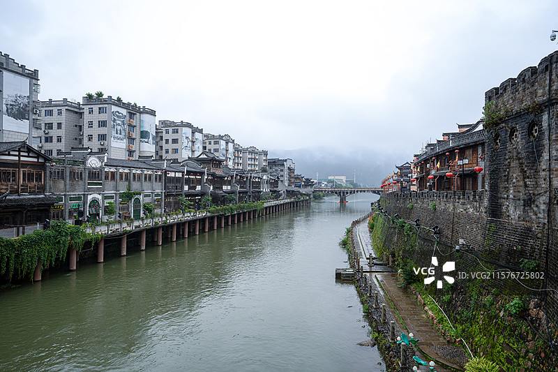 雨中的长汀古城，福建长汀图片素材