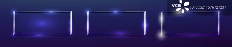 一组带有闪光效果的霓虹双框架图片素材