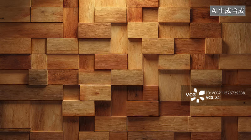 【AI数字艺术】几何木块墙面设计图图片素材