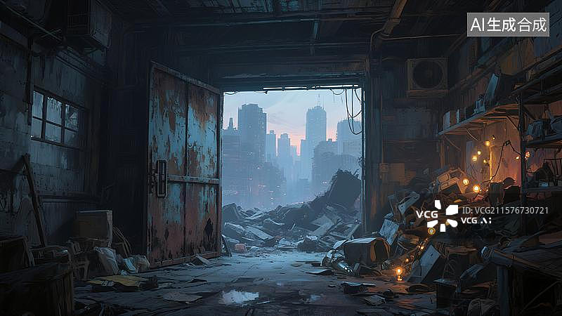 【AI数字艺术】战争废墟轰炸图片素材