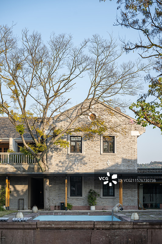 浙江宁波慈城古镇秋天风光图片素材