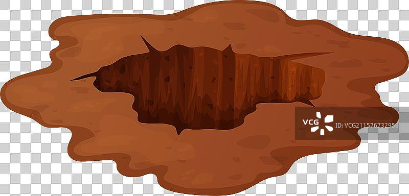 地面上的深洞，周围有草和石头图片素材