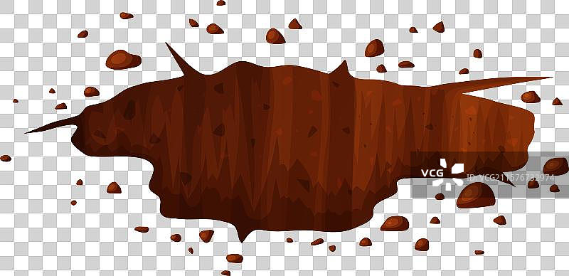 地面上的深洞，周围有草和石头图片素材