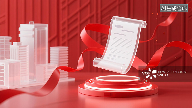 【AI数字艺术】科技红色背景图片素材