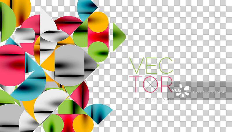 色彩斑斓的圆形、半圆形和方形图片素材