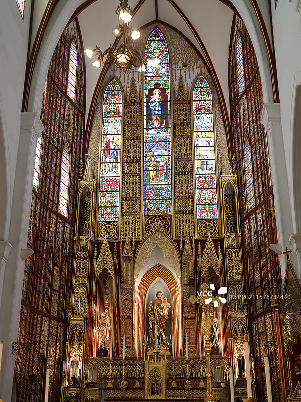 越南河内大教堂内景图片素材