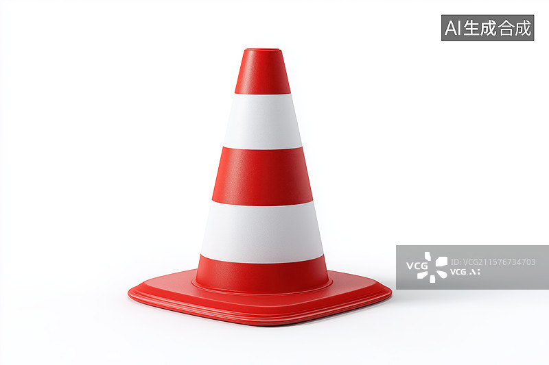 【AI数字艺术】红白相间的交通锥图片素材