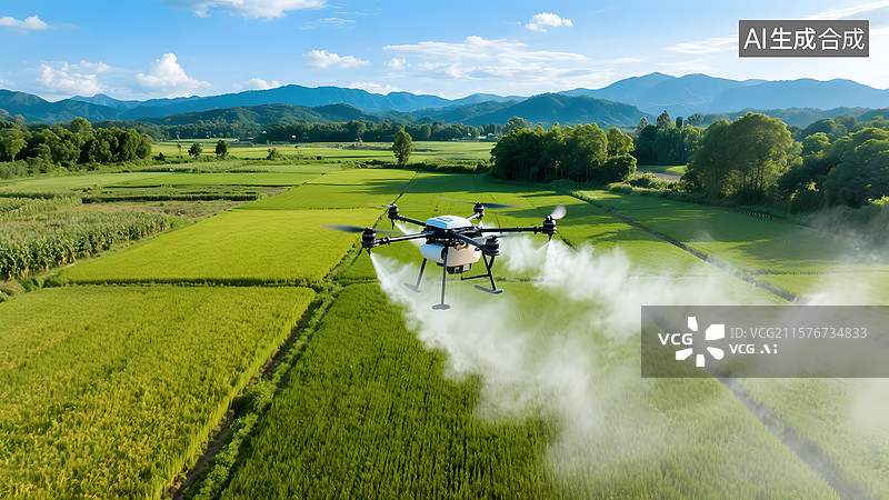 【AI数字艺术】无人机助力智慧农业 植保无人机撒农药图片素材