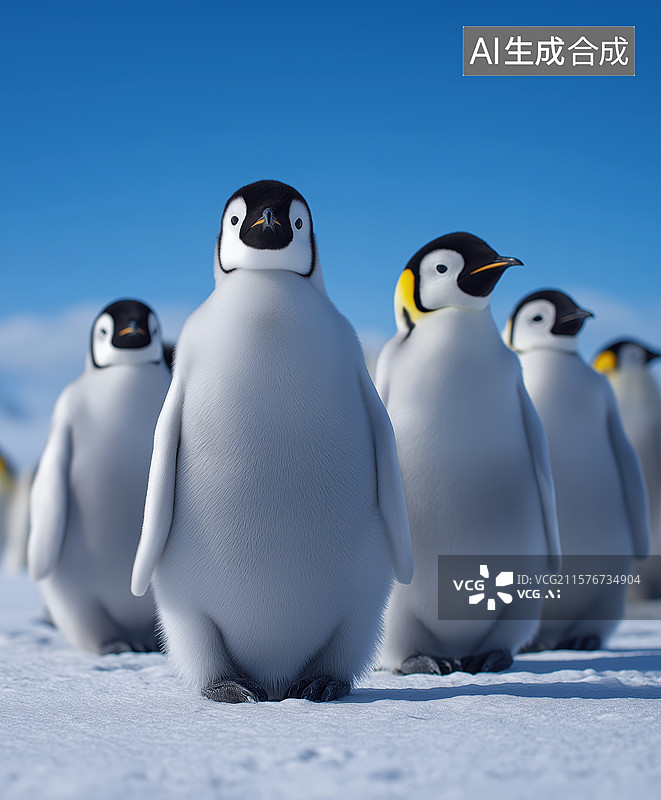 【AI数字艺术】雪地上的企鹅群图片素材