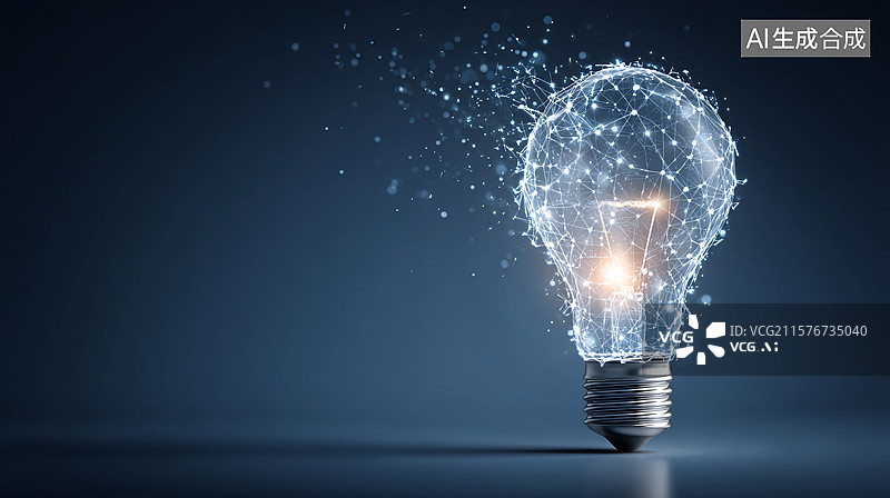 【AI数字艺术】科技灯泡背景图片素材