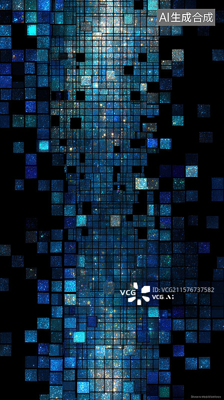 【AI数字艺术】蓝色方块渐变艺术图案图片素材