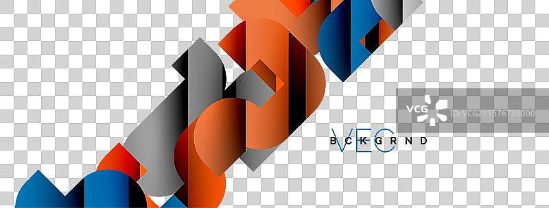 白色背景上的多彩曲线几何形状图片素材