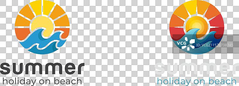 现代海滩冲浪或波浪的日落标志图片素材