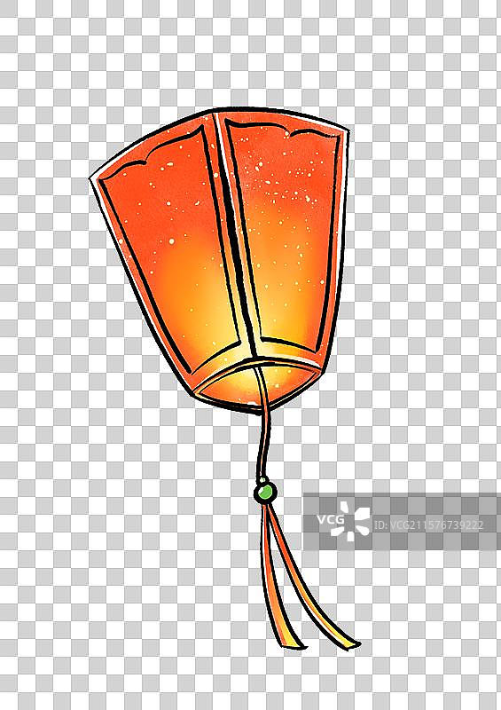 孔明灯传统文化装饰物手绘风格插画元素图片素材