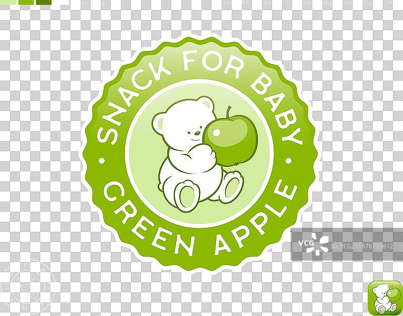 婴儿零食绿色苹果熊图片素材