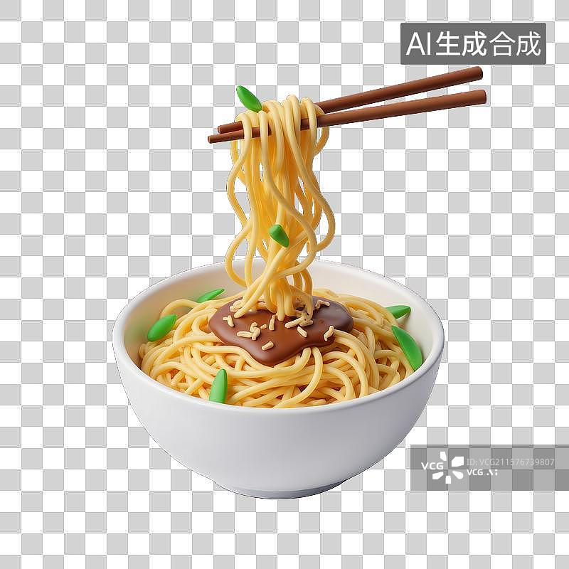 【AI数字艺术】三维卡通炸酱面图片素材