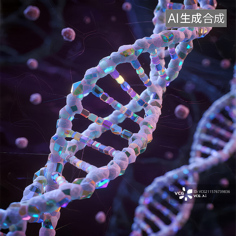 【AI数字艺术】DNA双螺旋结构的微观展示图片素材