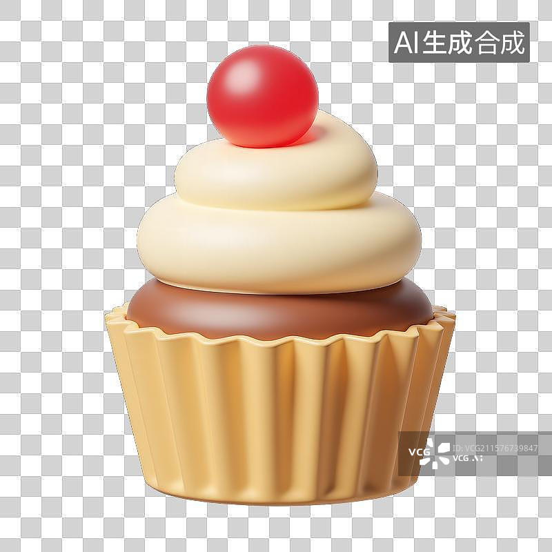 【AI数字艺术】香甜奶油纸杯蛋糕图片素材