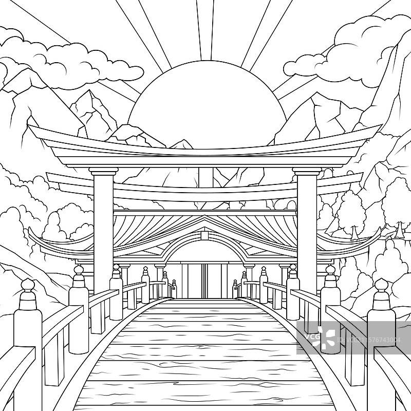 日本的门和桥图片素材