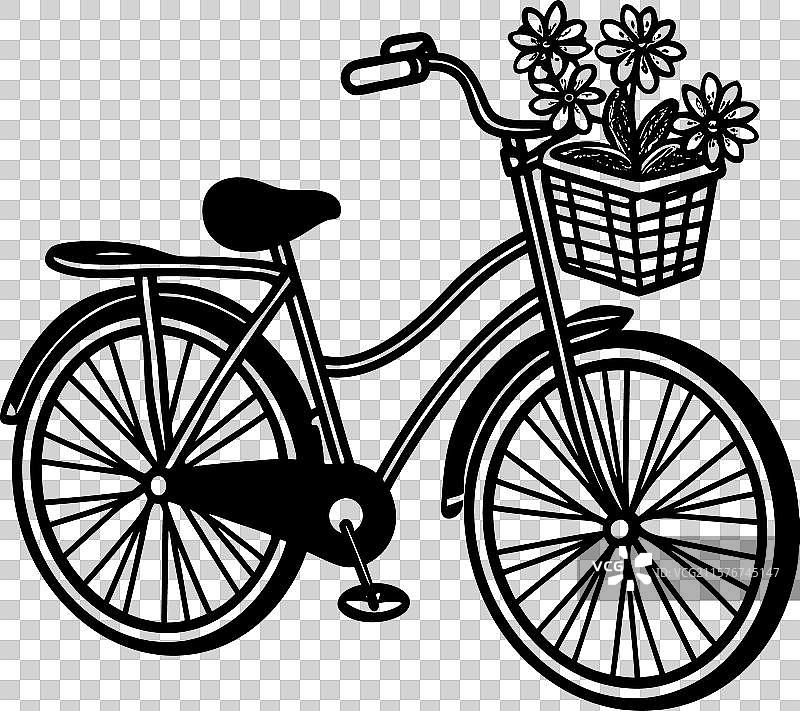 卡通风格的自行车骑行图片素材