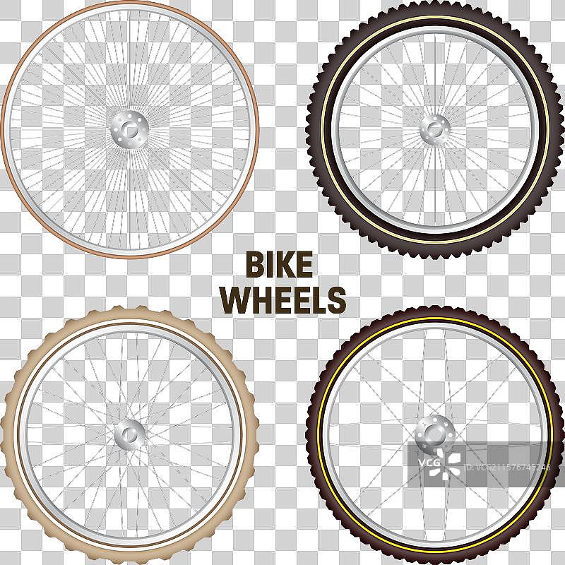 逼真的3D复古自行车轮子老式自行车图片素材