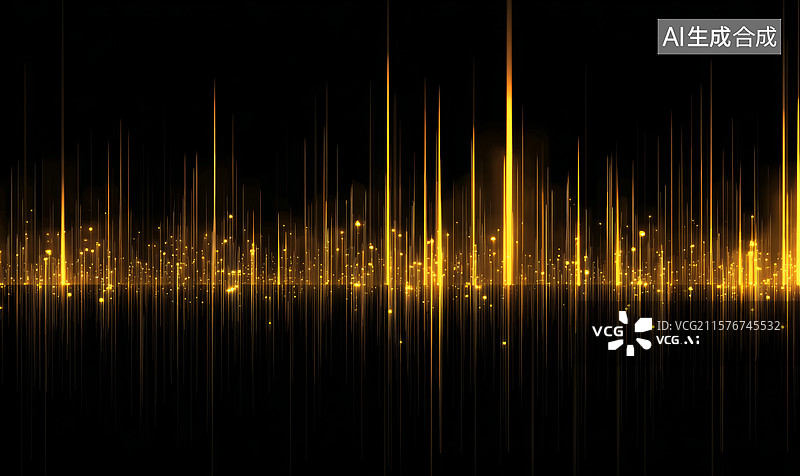【AI数字艺术】金色音频波形图图片素材