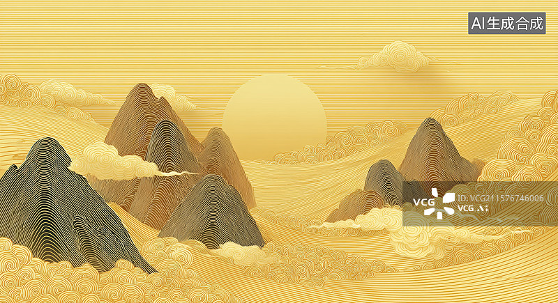 【AI数字艺术】沙漠日落景象图片素材