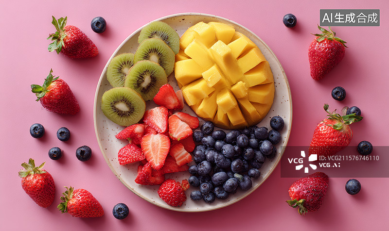 【AI数字艺术】水果拼盘色彩缤纷图片素材