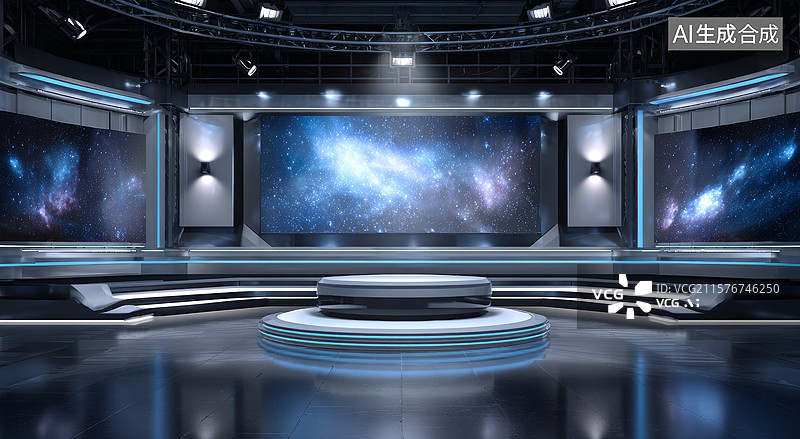 【AI数字艺术】虚拟演播室场景设计图片素材