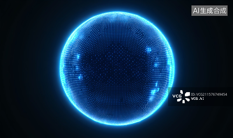 【AI数字艺术】蓝色科技星球图片素材