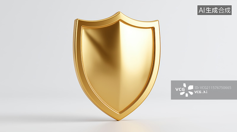 【AI数字艺术】金色盾牌的立体展示图片素材