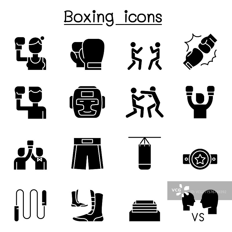 拳击图标集（图形风格）图片素材