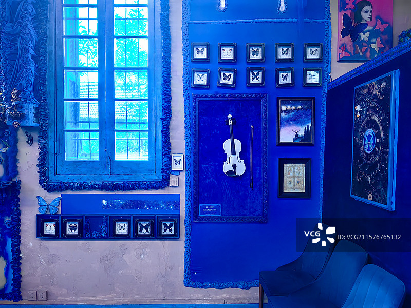 武汉昙华林蓝蝴蝶艺术馆景区内部图片素材