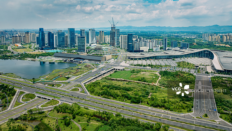 成都国际会议中心航拍图片素材