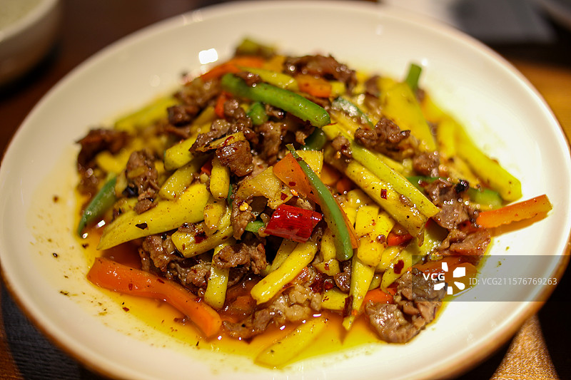 思茅菜-芒果炒牛肉图片素材